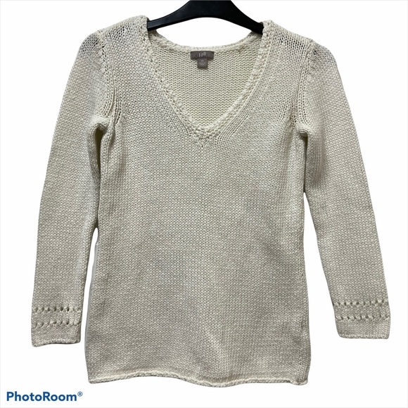 J. Jill Cream V-neck Sweater - Picture 1 of 5